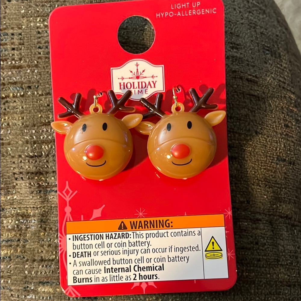 Holiday Time Brown and Red Reindeer earrings